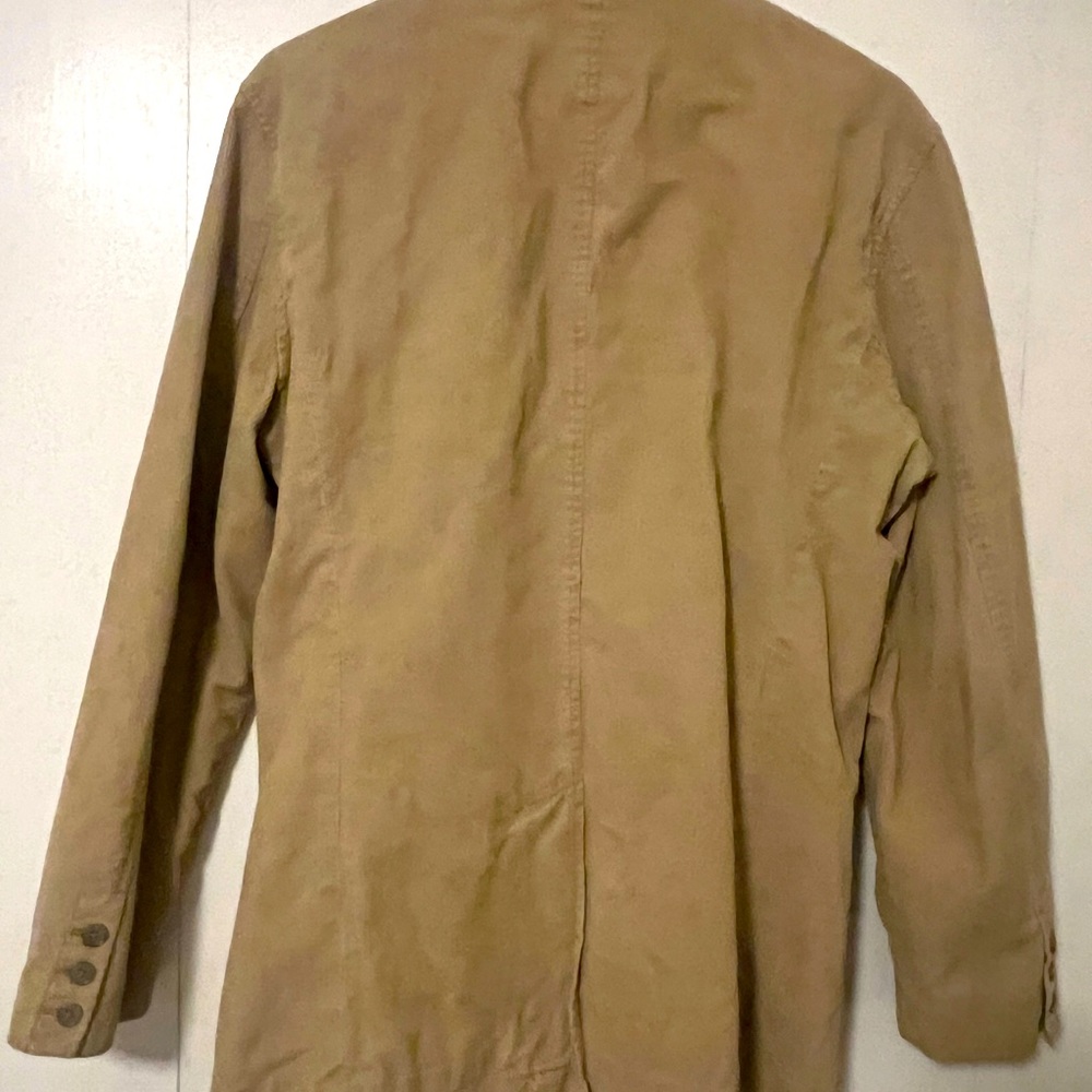 Men’s J.CREW light beige corduroy blazer/jacket w/ orange & blue striped liner. - Picture 3 of 4